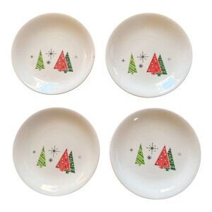 Vtg MCM HARKERWARE Atomic Christmas Bread & Butter Plates Side Plates 4.75" Dia